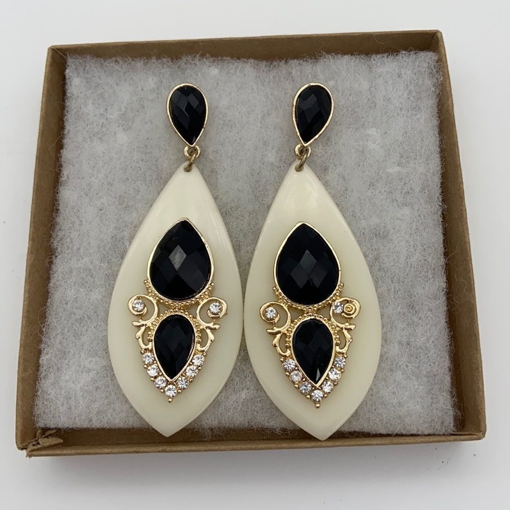 Statement Bejeweled Drop Dangle Stud Earrings - image 2